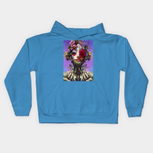 Stunning Art Beautiful Flowers Surreal Art a Cute Girl Android Robot Roses Kids Hoodie